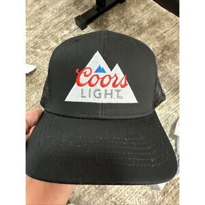 Coors Lite Beer Embroidered Logo Black Strap Back Trucker Hat OSFM, NWT